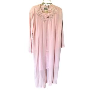 Hosanna Design Pink 3 Piece Duster Set Lace Floral Embroidery Size Medium 10923